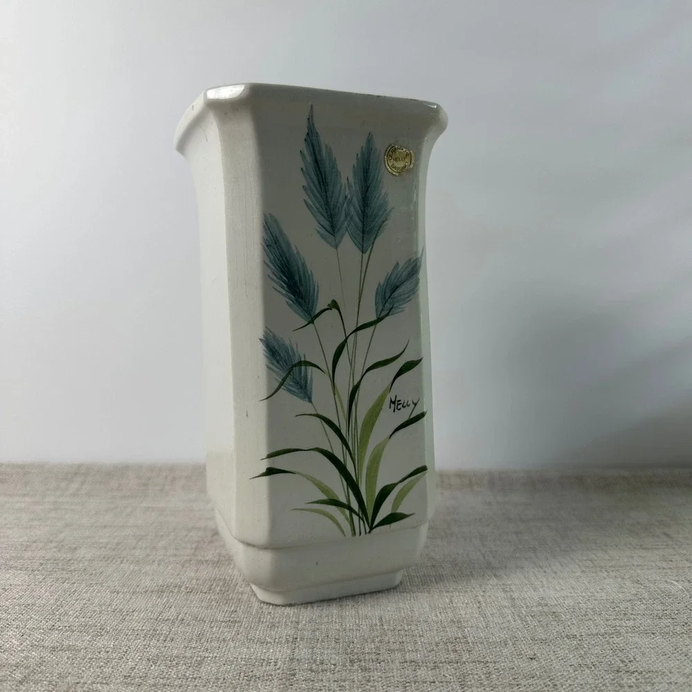 Vintage Ceramiche Nelly Bassano Italy Vase | Hand Painted Botanical Ceramic Vase